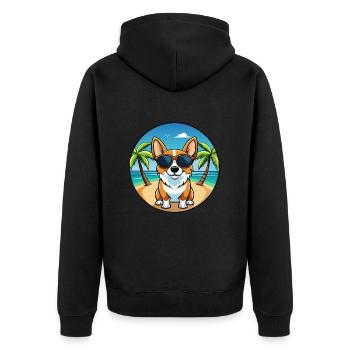 Cardigan Welsh Corgi Dog Breed Cartoon Sunglasses - Unisex Premium Organic Zip Hoodie - black - Back - Nico (187cm)
