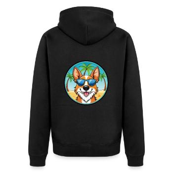 Brittany Dog Breed Cartoon Sunglasses Beach - Unisex Premium Organic Zip Hoodie - black - Back - Nico (187cm)