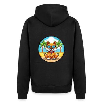 Chinese Imperial Dog Breed Cartoon Sunglass Beach - Unisex Premium Organic Zip Hoodie - black - Back - Nico (187cm)