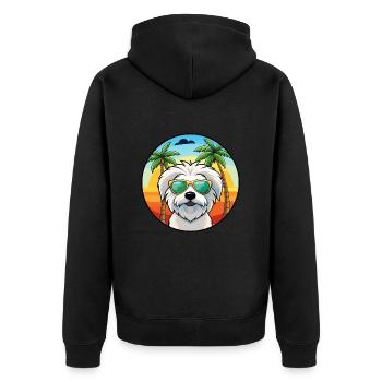 Coton De Tulear Hunderasse Cartoon Sonnenbrille Strand - Unisex Premium Bio Zip Hoodie - Schwarz - Hinten - Nico (187cm)