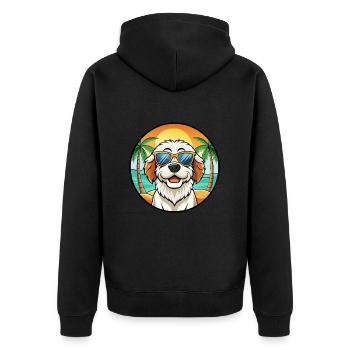 Clumber Spaniel Dog Breed Cartoon Sunglasses Beach - Unisex Premium Organic Zip Hoodie - black - Back - Nico (187cm)