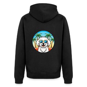 Bichon frisé race de chien dessin animé lunettes de soleil plage - Veste à capuche bio Premium Unisexe - noir - Dos - Nico (187cm)