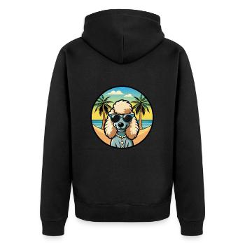 Corded Poodle Dog Breed Cartoon Sunglasses Beach - Unisex Premium Organic Zip Hoodie - black - Back - Nico (187cm)