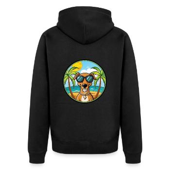 Cretan Hound Dog Breed Cartoon Sunglasses Beach - Unisex Premium Organic Zip Hoodie - black - Back - Nico (187cm)