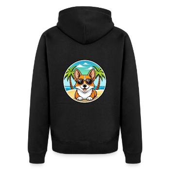Corgi Dog Breed Cartoon Sunglasses Beach - Unisex Premium Organic Zip Hoodie - black - Back - Nico (187cm)
