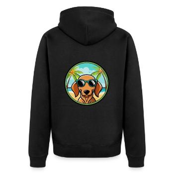 Dackel Hunderasse Cartoon Sonnenbrille Strand - Unisex Premium Bio Zip Hoodie - Schwarz - Hinten - Nico (187cm)
