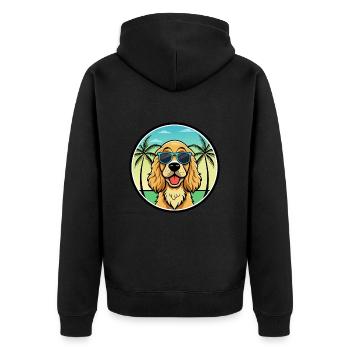 Englischer Cocker Spaniel Hunderasse Cartoon Beach - Unisex Premium Bio Zip Hoodie - Schwarz - Hinten - Nico (187cm)