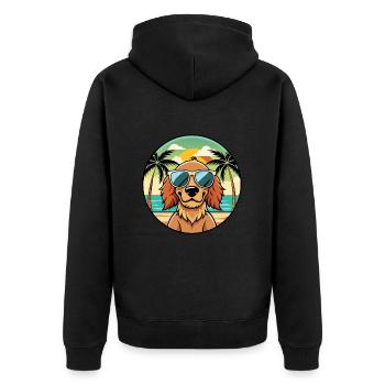 Field Spaniel Hund Rasse Cartoon Sonnenbrille Strand - Unisex Premium Bio Zip Hoodie - Schwarz - Hinten - Nico (187cm)