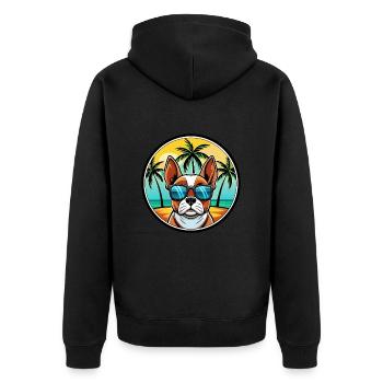 French Spaniel Dog Breed Cartoon Sunglasses Beach - Unisex Premium Organic Zip Hoodie - black - Back - Nico (187cm)