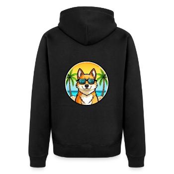 Finnischer Spitz Hund Rasse Cartoon Sonnenbrille Strand - Unisex Premium Bio Zip Hoodie - Schwarz - Hinten - Nico (187cm)