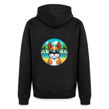 French Brittany Dog Breed Cartoon Sunglasses Beach - Unisex Premium Organic Zip Hoodie - black - Back - Nico (187cm)