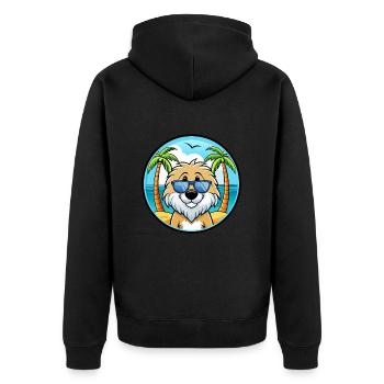 Friesische Wasserhundrasse Cartoon Sonnenbrille Strand - Unisex Premium Bio Zip Hoodie - Schwarz - Hinten - Nico (187cm)