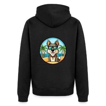 Georgischer Schäferhund Hunderasse Cartoon Sonnenbrille Strand - Unisex Premium Bio Zip Hoodie - Schwarz - Hinten - Nico (187cm)