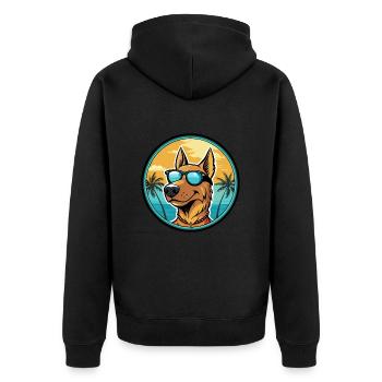Deutscher Windhund Rasse Cartoon Sonnenbrille Strand - Unisex Premium Bio Zip Hoodie - Schwarz - Hinten - Nico (187cm)
