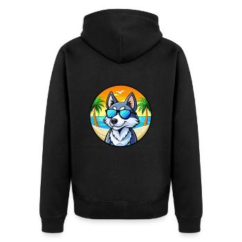 Husky Chien Race Dessin Animé Lunettes De Soleil Plage - Veste à capuche bio Premium Unisexe - noir - Dos - Nico (187cm)