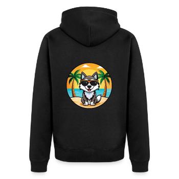 Karelian Bear Dog Breed Cartoon Sunglasses Beach - Unisex Premium Organic Zip Hoodie - black - Back - Nico (187cm)