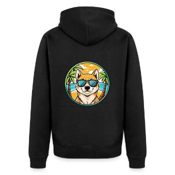 Jindo Dog Breed Cartoon Sunglasses Beach - Unisex Premium Organic Zip Hoodie - black - Back - Nico (187cm)