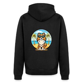 English Shepherd Dog Breed Cartoon Sunglass Beach - Unisex Premium Organic Zip Hoodie - black - Back - Nico (187cm)