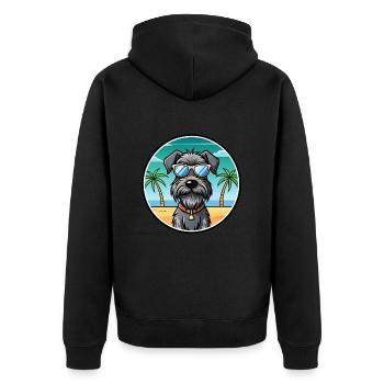 Deutscher Drahthaar Vorstehhund Rasse Cartoon Strand - Unisex Premium Bio Zip Hoodie - Schwarz - Hinten - Nico (187cm)