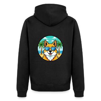 Deutscher Spitz Hund Rasse Cartoon Sonnenbrille Strand - Unisex Premium Bio Zip Hoodie - Schwarz - Hinten - Nico (187cm)