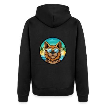 Griffon Bruxellois Hunderasse Cartoon Sonnenbrille - Unisex Premium Bio Zip Hoodie - Schwarz - Hinten - Nico (187cm)