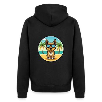 Lancashire Heeler Hunderasse Cartoon Sonnenbrille Strand - Unisex Premium Bio Zip Hoodie - Schwarz - Hinten - Nico (187cm)
