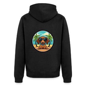 Miniatur Dackel Hund Rasse Cartoon Sonnenbrille - Unisex Premium Bio Zip Hoodie - Schwarz - Hinten - Nico (187cm)