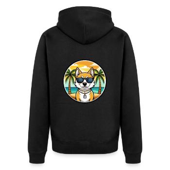 Terrier japonais chien race dessin animé lunettes de soleil plage - Veste à capuche bio Premium Unisexe - noir - Dos - Nico (187cm)