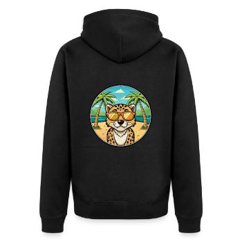 Léopard Cur Chien Race Dessin Animé Lunettes de soleil Plage - Veste à capuche bio Premium Unisexe - noir - Dos - Nico (187cm)