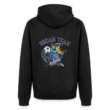 Dreamteam Sverige - Unisex Premium Bio Zip Hoodie - Schwarz - Hinten - Nico (187cm)