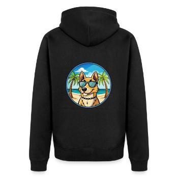 Norwegischer Windhund Rasse Cartoon Sonnenbrille Strand - Unisex Premium Bio Zip Hoodie - Schwarz - Hinten - Nico (187cm)