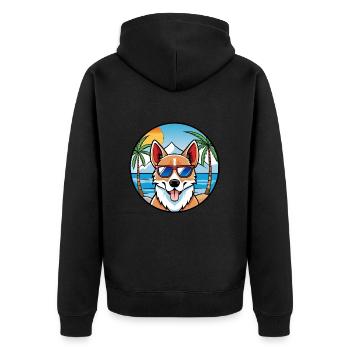 Norwegische Lundehund Hunderasse Cartoon Sonnenbrille - Unisex Premium Bio Zip Hoodie - Schwarz - Hinten - Nico (187cm)