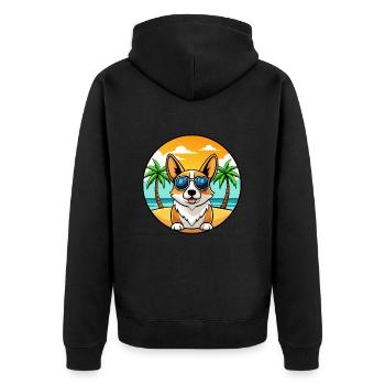Pembroke Welsh Corgi Dog Breed Cartoon Sunglasses - Unisex Premium Organic Zip Hoodie - black - Back - Nico (187cm)