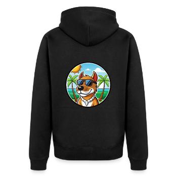 Norwegischer Windhund Dunker Hunderasse Cartoon Strand - Unisex Premium Bio Zip Hoodie - Schwarz - Hinten - Nico (187cm)