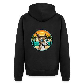 Lévrier polonais race chien dessin animé lunettes de soleil plage - Veste à capuche bio Premium Unisexe - noir - Dos - Nico (187cm)