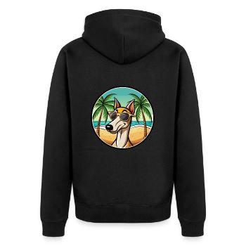 Vieux lévrier croate race de chien dessin animé plage - Veste à capuche bio Premium Unisexe - noir - Dos - Nico (187cm)