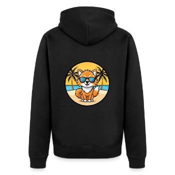 Pommersche Spitz Hunderasse Cartoon Sonnenbrille Strand - Unisex Premium Bio Zip Hoodie - Schwarz - Hinten - Nico (187cm)
