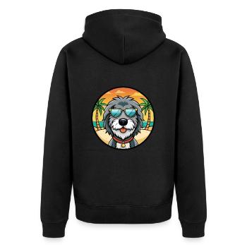 Chien de berger portugais race dessin animé lunettes de soleil plage - Veste à capuche bio Premium Unisexe - noir - Dos - Nico (187cm)