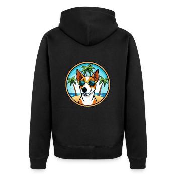 Glatte Foxterrier Hunderasse Cartoon Sonnenbrille - Unisex Premium Bio Zip Hoodie - Schwarz - Hinten - Nico (187cm)