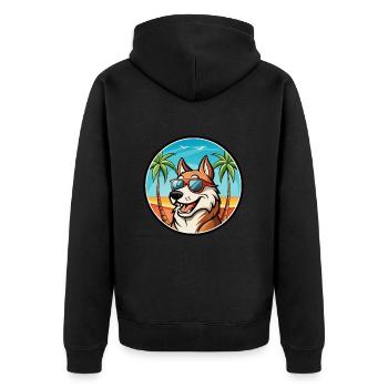 Russischer Jagdhund Rasse Cartoon Sonnenbrille Strand - Unisex Premium Bio Zip Hoodie - Schwarz - Hinten - Nico (187cm)