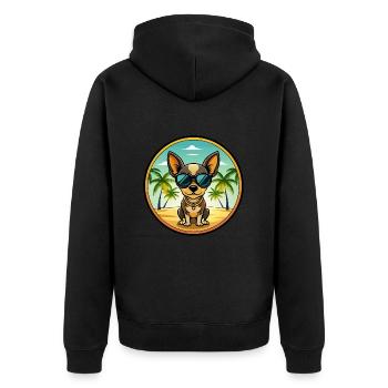 Russian Toy Terrier Dog Breed Cartoon Sunglasses - Unisex Premium Organic Zip Hoodie - black - Back - Nico (187cm)