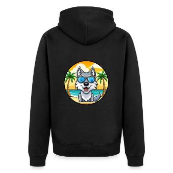 Saarloos Wolfdog Rasse Cartoon Sonnenbrille Strand - Unisex Premium Bio Zip Hoodie - Schwarz - Hinten - Nico (187cm)
