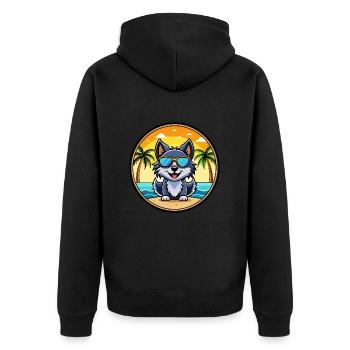 Schipperke Dog Breed Cartoon Sunglasses Beach - Unisex Premium Organic Zip Hoodie - black - Back - Nico (187cm)