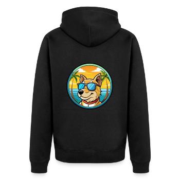Sapsali Dog Breed Cartoon Sunglasses Beach - Unisex Premium Organic Zip Hoodie - black - Back - Nico (187cm)