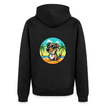 Schweizer Laufhund Dog Breed Cartoon Sunglasses - Unisex Premium Organic Zip Hoodie - black - Back - Nico (187cm)
