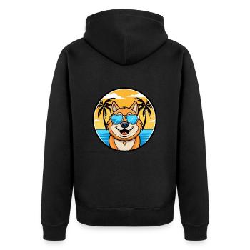 South Russian Ovcharka Dog Breed Cartoon Beach - Unisex Premium Organic Zip Hoodie - black - Back - Nico (187cm)