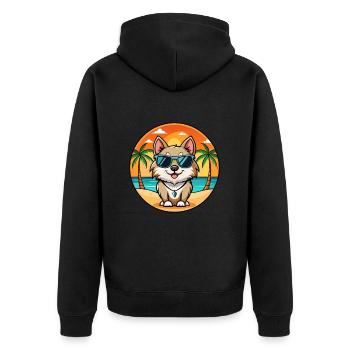 Suédois Lapon Race Chien Dessin Animé Lunettes De Soleil Plage - Veste à capuche bio Premium Unisexe - noir - Dos - Nico (187cm)
