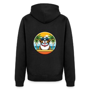 Bernhardiner Hunderasse Cartoon Sonnenbrille Strand - Unisex Premium Bio Zip Hoodie - Schwarz - Hinten - Nico (187cm)