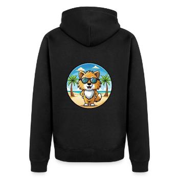 Spielzeug Deutscher Spitz Hund Rasse Cartoon Sonnenbrille Strand - Unisex Premium Bio Zip Hoodie - Schwarz - Hinten - Nico (187cm)