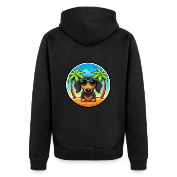 Drahthaardackel Hunderasse Cartoon Sonnenbrille - Unisex Premium Bio Zip Hoodie - Schwarz - Hinten - Nico (187cm)
